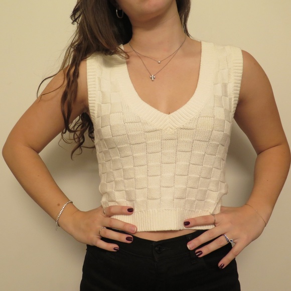 Chic Vibes Knit Vest Top in Red main image 1